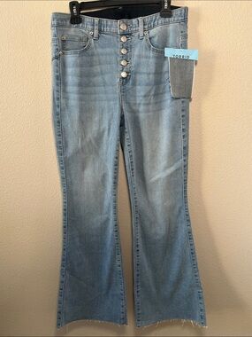 torrid Light Blue High-Rise Button-Fly Flare Jeans
